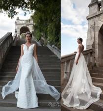 wedding photo -  Exquisite Mermaid Wedding Dresses Lace Fabric Tulle Garden Spring Applique V-Neck Backless Chapel Train Custom Size Bridal Gowns Online with $108.55/Piece on Hjklp8