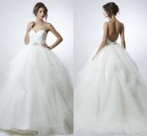 wedding photo -  Beautiful Backless 2016 Wedding Dresses Spaghetti Straps Beads Sleeveless A-Line Bridal Ball Gowns Chapel Train Tulle Vestido De Novia Online with $104.03/Piece on 