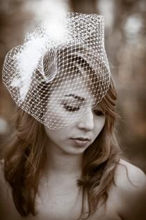 wedding photo - Birdcage Veil, Vintage Style Blusher, 12 inch Veil, 25 inch wide French Net, Russian, white, black, ivory birdcage veil, ivory birdcage veil