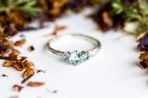 wedding photo - Aquamarine sterling silver twig engagement ring, aquamarine engagement ring, march birthstone ring