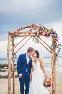 wedding photo - Beach Wedding Bursting With Colour