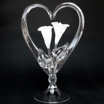 wedding photo - Calla Lily Lilies Frosted Glass Wedding Cake Top Topper