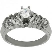 wedding photo - 1/2ct Round Set In Art Deco Diamond Engagement Ring With Diagonal Channel 0.30ct