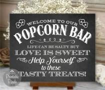 wedding photo - Popcorn Bar Sign Chalkboard Wedding Party Printable Instant Download Ready to Print (#POP4C)