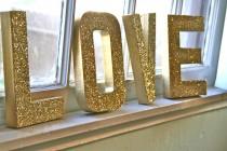 wedding photo - Glittered "LOVE" Letters, Wedding or Party Decor, Self Standing