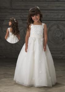 wedding photo -  Appliques Tulle Zipper Sleeveless White Straps Ruched Floor Length