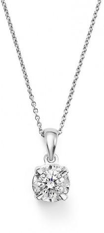 wedding photo - Diamond Solitaire Pendant Necklace in 14K White Gold, .30 ct. t.w.