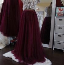 wedding photo - Long maxi tulle skirt / burgundy tulle skirt floor length skirt / deep red Skirt /Custom Made Skirt / dark red bridesmaid skirt