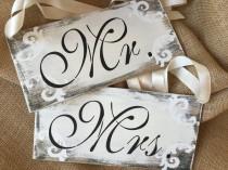 wedding photo - Mr and Mrs sign set, wedding signs, chair signs