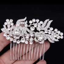 wedding photo -  Bridal Jewelry Crystal Bridal Hair Comb Rose Flower