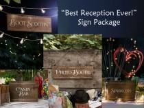 wedding photo - Rustic Chic Reception Party Sign Set - Sparklers - Photo Booth - Candy Bar - Boot Scootin' Wedding Reception Signs and Party Signs