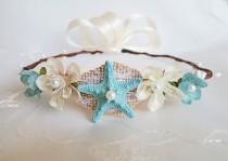 wedding photo - Sea Siren Mermaid Crown- Beach Wedding Wreath- Hair Accessory-Sea Star Mermaid Crown