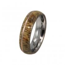 wedding photo - Titanium Ring with Mango Wood, Rose Gold Wooden Wedding Band, Ring Armor Included