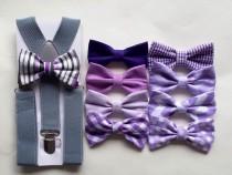 wedding photo - Boys lavender bow tie and suspenders, boys purple bow tie and suspenders, lavender wedding bow tie, purple wedding bow tie, ring bearer