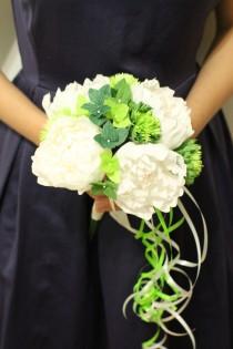 wedding photo - 1 Peonies bouquet -bridesmaid bouquet - bridal bouquet- crepe paper flowers- wedding bouquet- paper peonies-wedding decoration