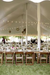 wedding photo - Tent Reception With String Lights