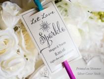 wedding photo - Printable Let Love Sparkle Sparkler Tags - DOWNLOAD Instantly - EDITABLE Text - Black, 2 X 3.5,  PDF