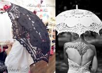 wedding photo - Special Offer Black Battenburg Lace Vintage Umbrella Parasol For Bridal Bridesmaid Wedding
