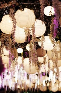 wedding photo - Round Paper Lantern  15 Led Light WHITE 10X18"  5X12" Wedding Deco