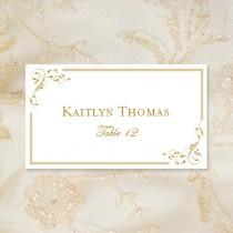 wedding photo - Printable Place Cards "Elegance" in Gold Editable Word.doc Tent Card Template Avery 5302 Compatible ANY 1 or 2 COLORS Av. DIY You print