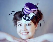 wedding photo - Cheshire Cat Hat , Mini Top Hat , Cheshire Cat , Mini Top Hat , Mad Hatter Hat , Fascinator , Mini Hats , Tea Party Hat , Women Top Hat