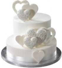 wedding photo - Edible Sugar Hearts With Embossed Pattern Wedding & Emgagement Cake Decorations