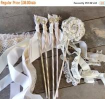 wedding photo - Bridal Wedding Party Wand Set, Alternative Bouquet for Bride, Bridesmaids or Flower Girls, Neutral Colors, Bridal Package