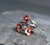 wedding photo - Cherry Blossom Branch, Twig Jewelry, Spring Jewelry, Silver Ring, 1 Ring MADE To ORDER, Twig Ring, Branch Ring, POINTED Petals