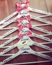 wedding photo - 5 x Personalised Wedding / Bridal Coat Hangers Great for the whole wedding party. Wide choice of fonts and colours