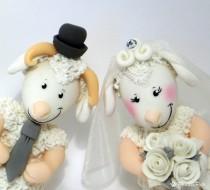 wedding photo - Sheep and ram cake topper for wedding cake, customizable