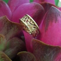 wedding photo - Wedding Band, Carved Gold Band, Mahawan Ring in 18k Gold, Original Heart of Water Jewels Design (Made to Order)