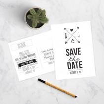 wedding photo - Modern Save the Date Postcard - Customizable - Printable