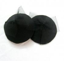 wedding photo - ROSIE Black satin and tulle Bows Nipple pasties - bridal accessories