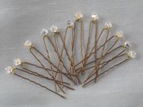 wedding photo - Wedding Crystal Hair Pins 12 Swarovski Crystal Bronze Up Do Hairpins by lakehousejewelrybd H001