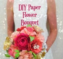 wedding photo - DIY Paper Flower Bouquet Templates & Tutorial- DIY Paper flower bridal bouquet- flower patterns - DIY paper wedding bouquet- Wedding decor