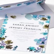 wedding photo - Stunning Botanicals - Signature White Textured Wedding Invitations In Cupcake Or Blue Violet 