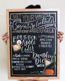 wedding photo - CHALKBOARD Personalized Wedding Bar Sign // , Hand Lettered Calligraphy, Bar Event Sign, Signature Drink Menu
