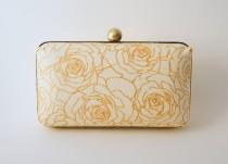 wedding photo - Blush-Ivory & Gold Bridal Minaudiere Bridal Box Clutch- Evening/Bridesmaid/Prom - Includes Crossbody Chain - Made to Order
