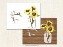wedding photo - Sunflowers Thank You Cards - Wedding Sunflower Thank You Cards - Set of 24 with envelopes