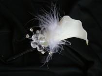wedding photo - Calla Boutonniere.  Wedding or Prom Boutonniere for the Groom or Groomsman.   W-26
