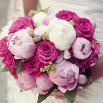 wedding photo - Pink Peony And Rose Bouquet
