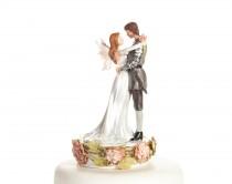 wedding photo - Paper Roses Fantasy Fairy Wedding Cake Topper - Custom Painted Hair Color Available - 101660