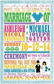 wedding photo - Rainbow Building Blocks Wedding Invitations - Custom Listing For Ashleigh
