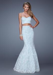 wedding photo -  Sweetheart Blue Ruched Lace Floor Length Open Back Mermaid