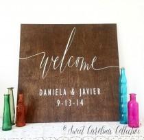wedding photo - Wooden Wedding Welcome Sign with Names and Date  / Rustic Wedding Welcome Signage WS-16