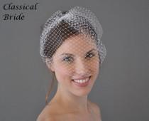 wedding photo - CLASSIC FRENCH BIRDCAGE Blusher 9 Inch Veil In White or Ivory for bridal wedding tiara hair accessory