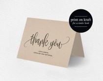 wedding photo - Thank You Card, Wedding Thank You, Thank You Card Template, Printable Thank You, Folded Thank You, Tented, PDF Instant Download 