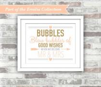 wedding photo - INSTANT DOWNLOAD - Emilia Collection - Printable Wedding Bubbles Sign - Gold Glitter Blush Peach-Pink - Good Wishes 8x10 Digital File Mr Mrs