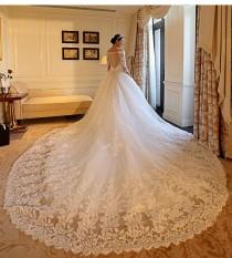 wedding photo -  2016 Sexy Illusion Backless Long Sleeve Luxury V Neck Wedding Dresses Lace Applique Bridal Gowns Sheer Wedding Dress Online with $155.48/Piece on Hjklp88's Store | 