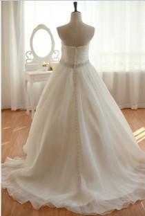 wedding photo -  H1586 Simple sweetheart organza ball gown wedding dress for sale